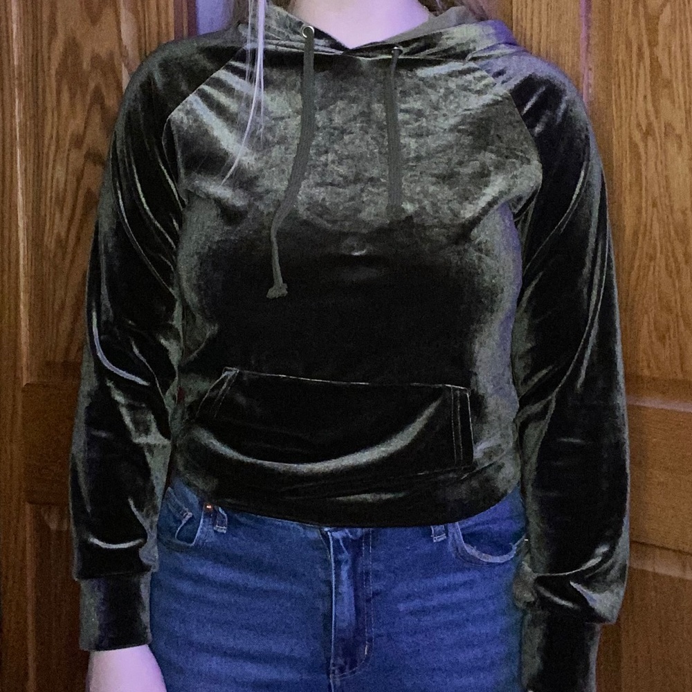 Green velvet hoodie